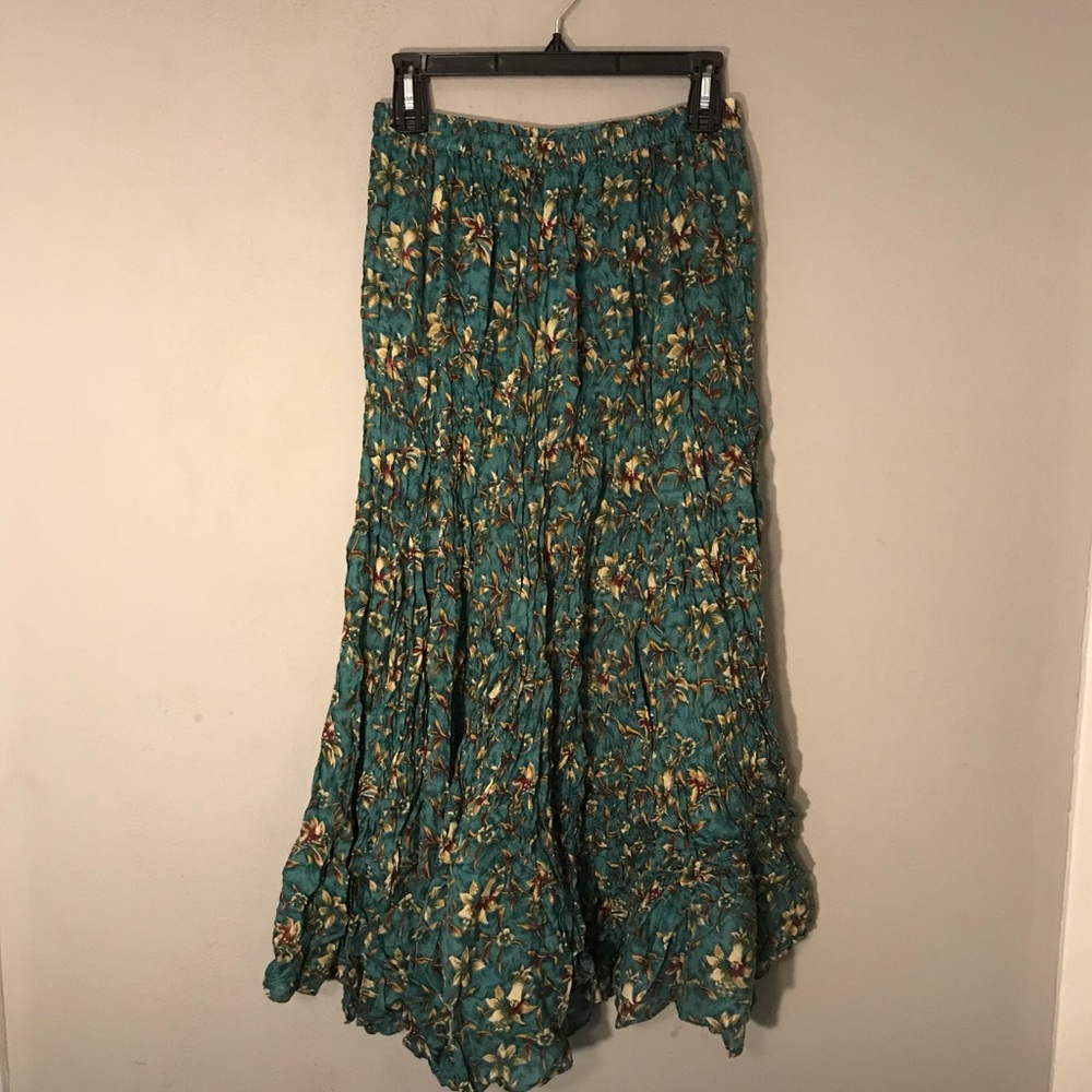 Apostrophe Boho Silk Floral Maxi Skirt